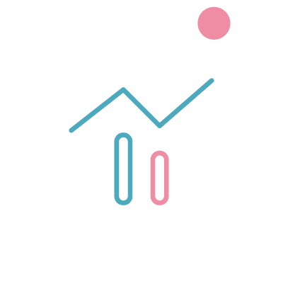 SEO Management Icon, showing bar chart with upward performance trend line - GSM - Digital Marketing Agency